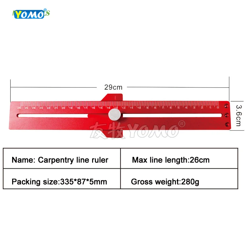 High-precision Scale Ruler Carpentry line Ruler 10 inch  Woodworking Scribing Mark Line 260mm Gauge Carpenter Measuring Tool