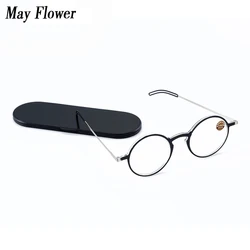 Light Reading Glasses Ultrathin Protable Far Sight Eyeglasses Anti-Blue  Spectacles Eyeglasses With Case Round Frame Glasses