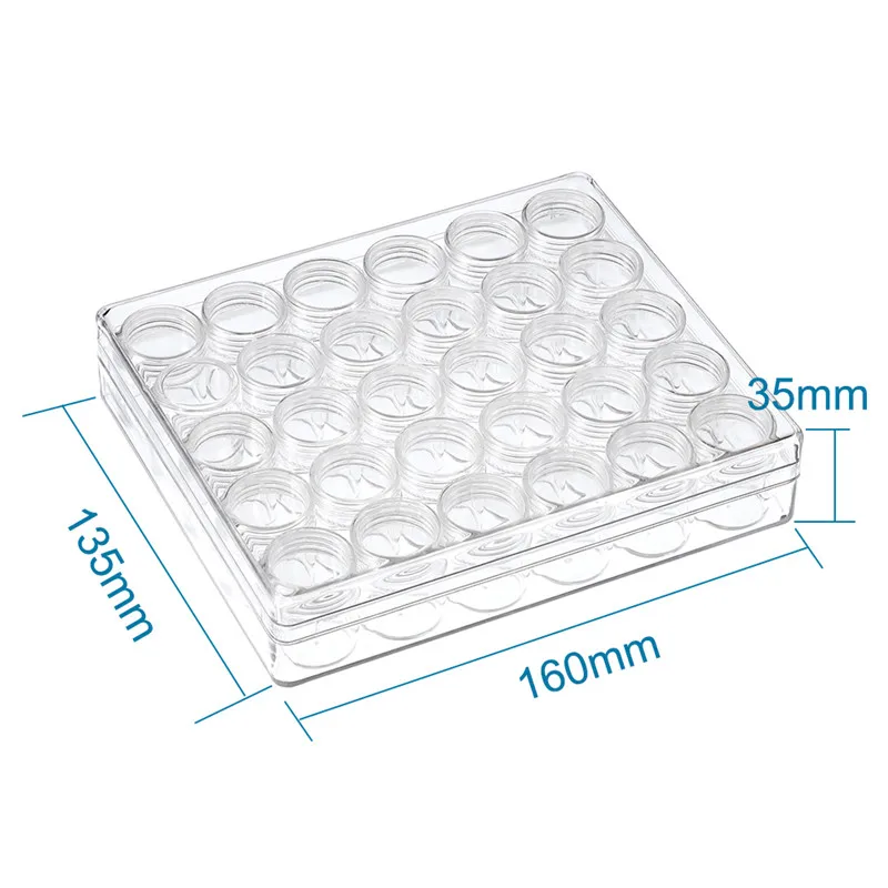 Clear Plastic Column Bead Containers Seed Beads Storage Box for Jewelry Packaging Tool Nail Storage Box Rectangle 26x29mm