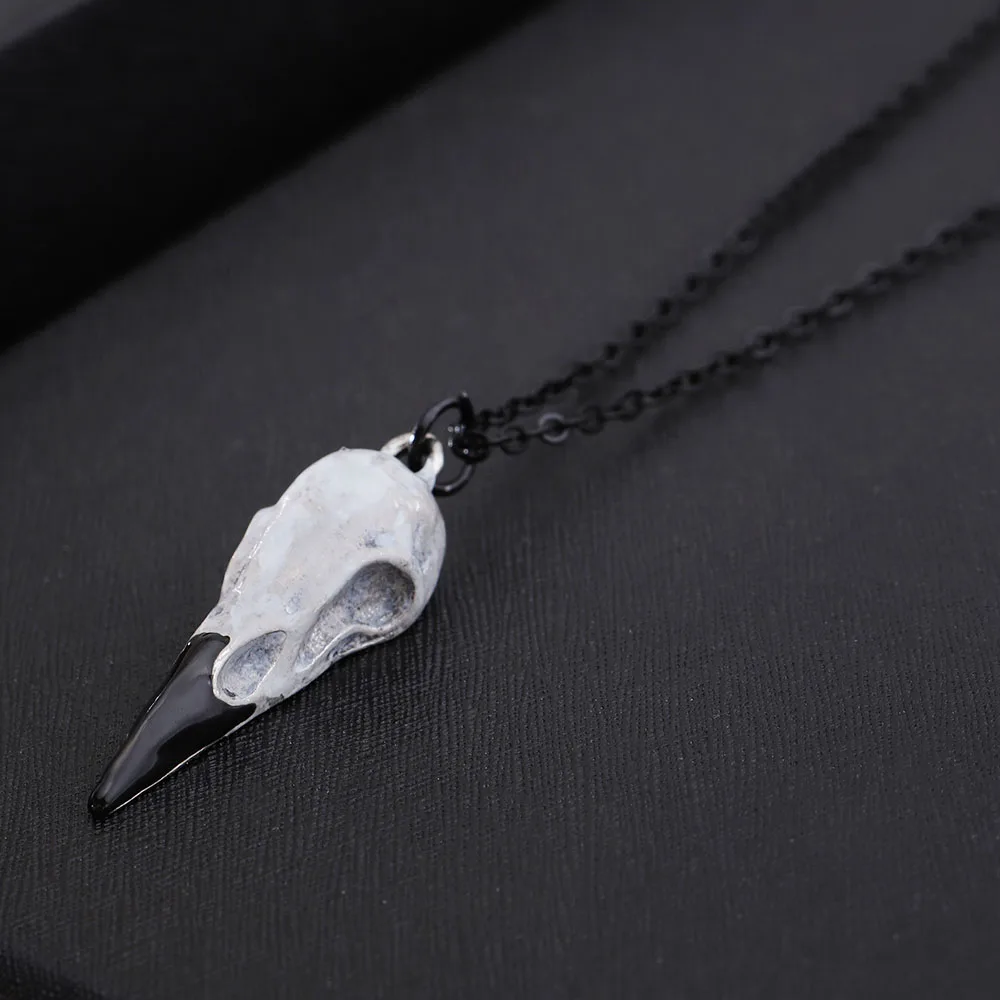 3D Raven Skull Pendant Necklace Resin Replica Raven Crow Gothic Gift Goth Skull Jewelry Wholesale