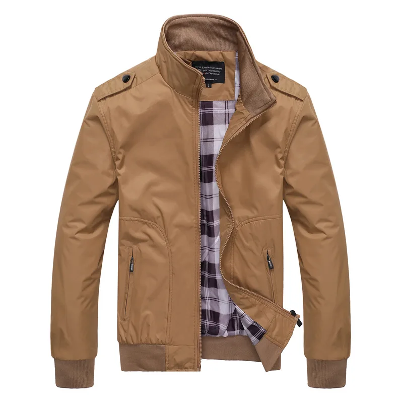 2025 Spring Autumn Men\'s Bomber Jackets Solid Coats Male Casual Stand Collar Jacket Coat Outerdoor Overcoat Men Clothing M-4Xl