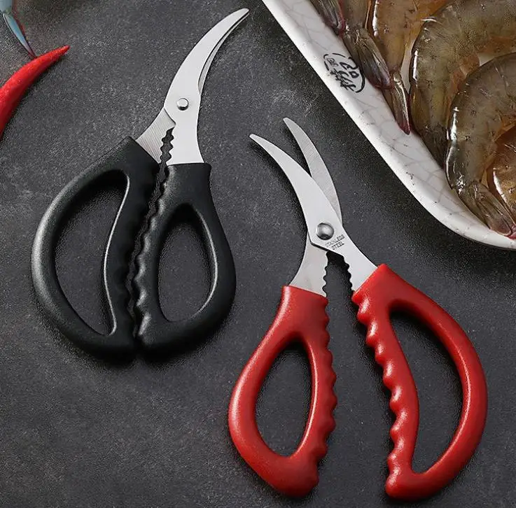 Lobster Fish Shrimp Crab Scissors Shrimp Seafood Shells Scissors Stainless Steel Sharp Seafood Shears Kitchen Shears Tools SN404