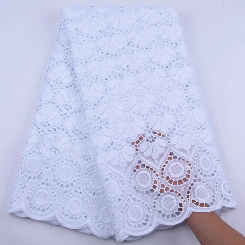 Blue And White 100% Cotton Lace Fabric African Lace Fabric 2021 High Quality Lace Soft Nigerian Dry Cotton Lace Materials S1944