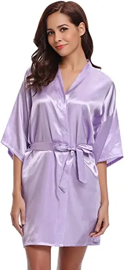 Peignoir kimono décontracté en satin pour femme, vêtements de nuit sexy, chemise de nuit soyeuse, cadeau de mariage pour patients, InDispensLingerie