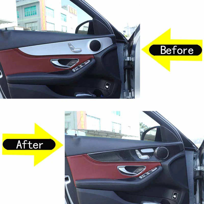 For Mercedes-Benz C-Class GLC W205 C180 2015-2021 Car Interior Doors Decoration Panel Cover Trim ABS Car Interior Accessories