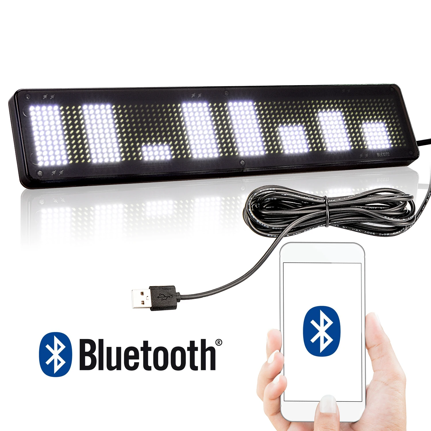 23CM Bluetooth APP Led Car Sign Display APP Programmable Scrolling Message Led Display Board Car Mate with Suction Cups DC5V