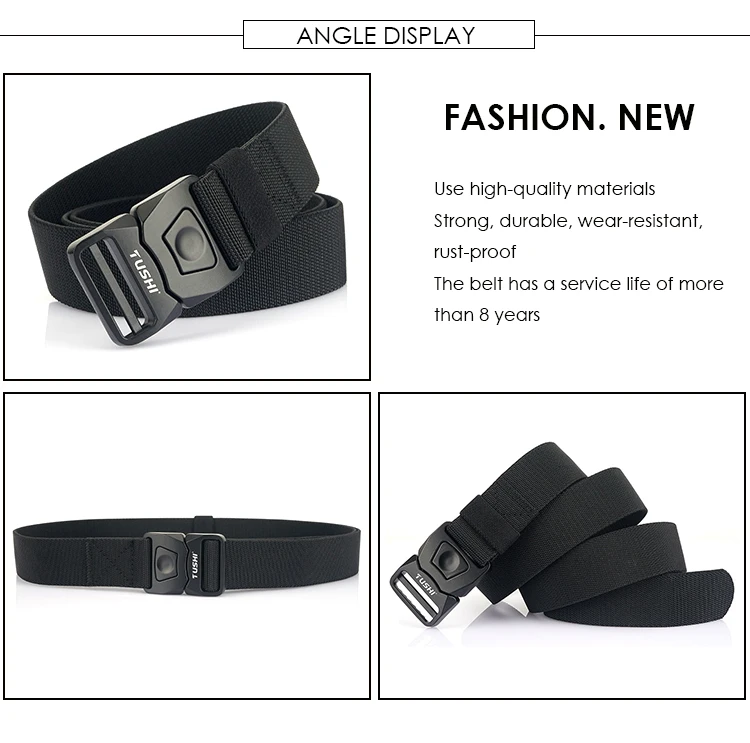 VATLTY Neue männer Elastische Gürtel Matte Schwarz Legierung Schnalle Quick Release Taktische Outdoor Gürtel Militär Armee Hüftgürtel Männlichen Bund – Detail 6