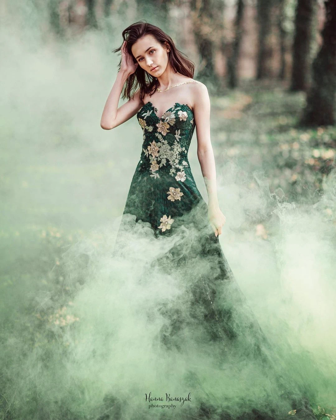 Vestido de Hada Verde oscuro sin tirantes para sesión de fotos, vestido de noche largo de encaje, tul, fiesta de graduación con tren, talla grande