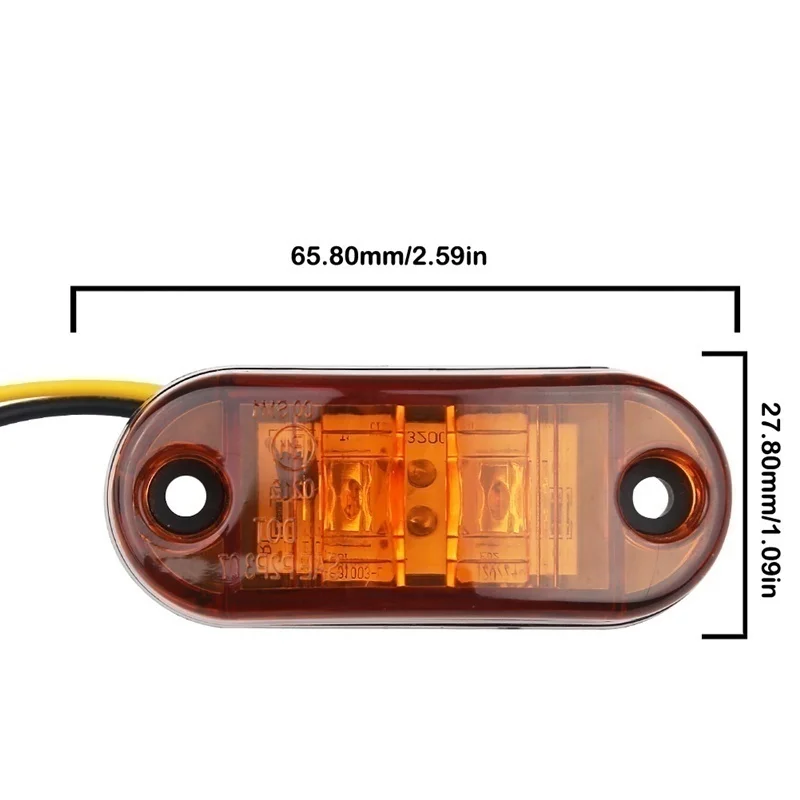 10 Stück 4 LEDs 12 V-24 V Seitenmarkierungsleuchten, oval, vorne und hinten, Anzeigelampe, LKW-Zubehör für Anhänger, BUS, Van, Wohnwagen – Detail 18