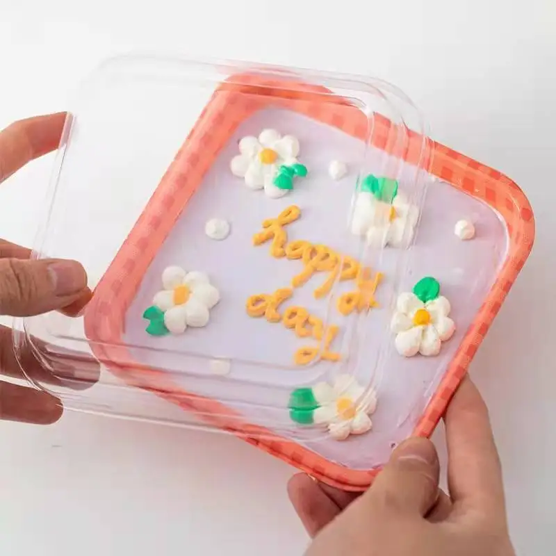 10pcs Cream Birthday Cake Packaging Box Empty Box Square Rectangle Check Pattern Baking Picnic Packaging Macarons Packaging Box