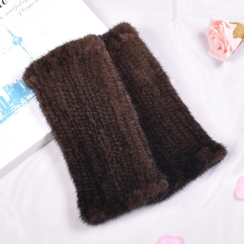 Genuine Mink Fur Leg Warmer, Knee Sleeve, Keep Warm, Knitted, High Elastic, Leg Protection, Short Boot Cover, Autumn Winter