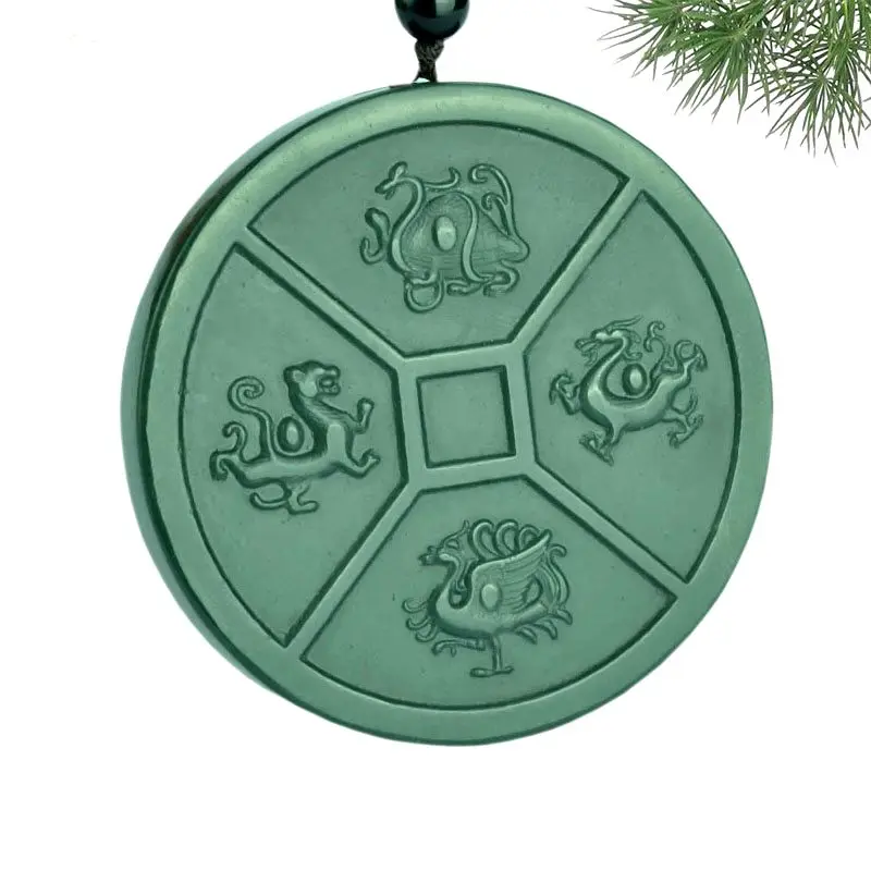 

Великолепный кулон в виде бутылки с зеленым нефритом, старинный зверь, подвесное ожерелье