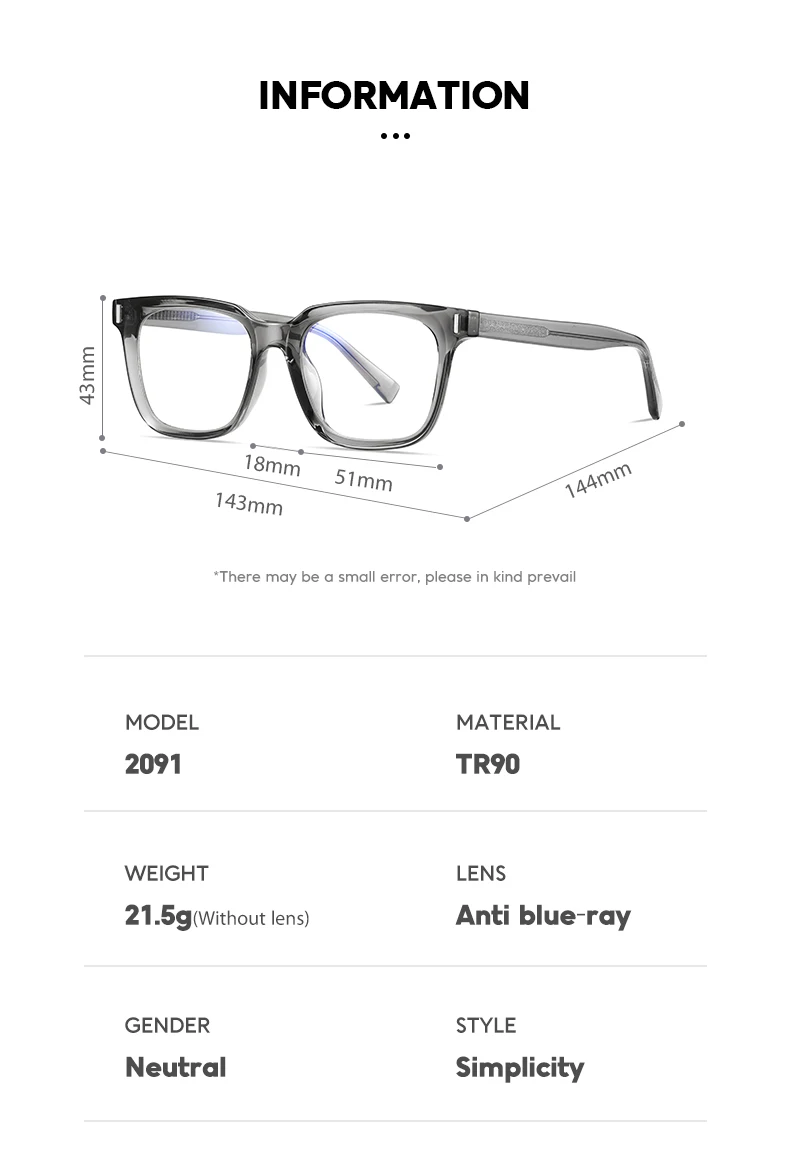 TR90 Blue Light Blocking Men's Square Glasses Radiation Protection Eyeglasses Women Transparent Fashion Eyewear