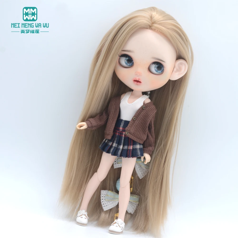 Kleidung für Puppen, passend für Blyth Azone OB22 OB24, Puppenzubehör, modische Jacke, Strickjacke, Minirock, Hemd – Detail 11