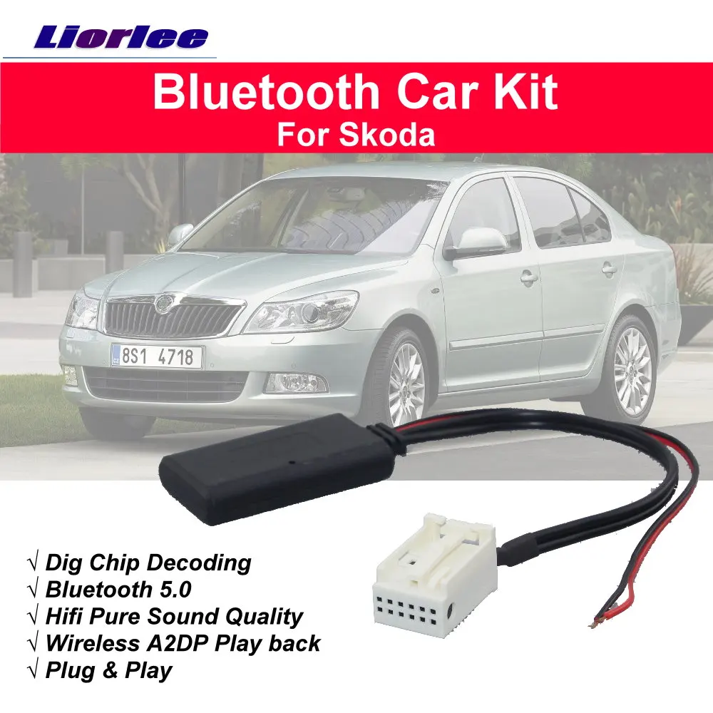 Car Bluetooth Kit For Skoda Beat/Cruise/Dance BT Music 12Pins Interface Wireless A2DP Adapter Cable Electronic Accessories