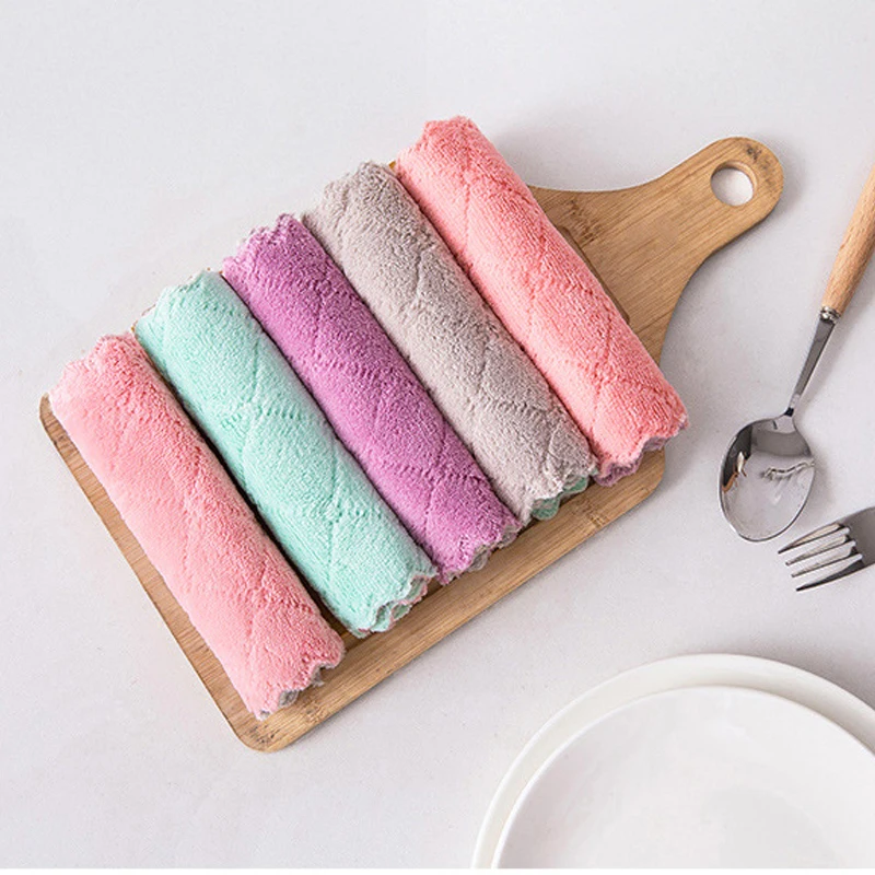 Microfiber Dishcloth Lint-free Rags Utensils For Kitchen Cleaning Gadgets Rub Washing Wipes Home Use Tools Washable Small Things