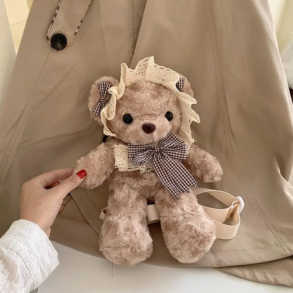 Ragdoll cute small bag female Lolita bag doll doll doll bear plush messenger bag Bowknot Princess Kawaii Girl Women JK Uniform