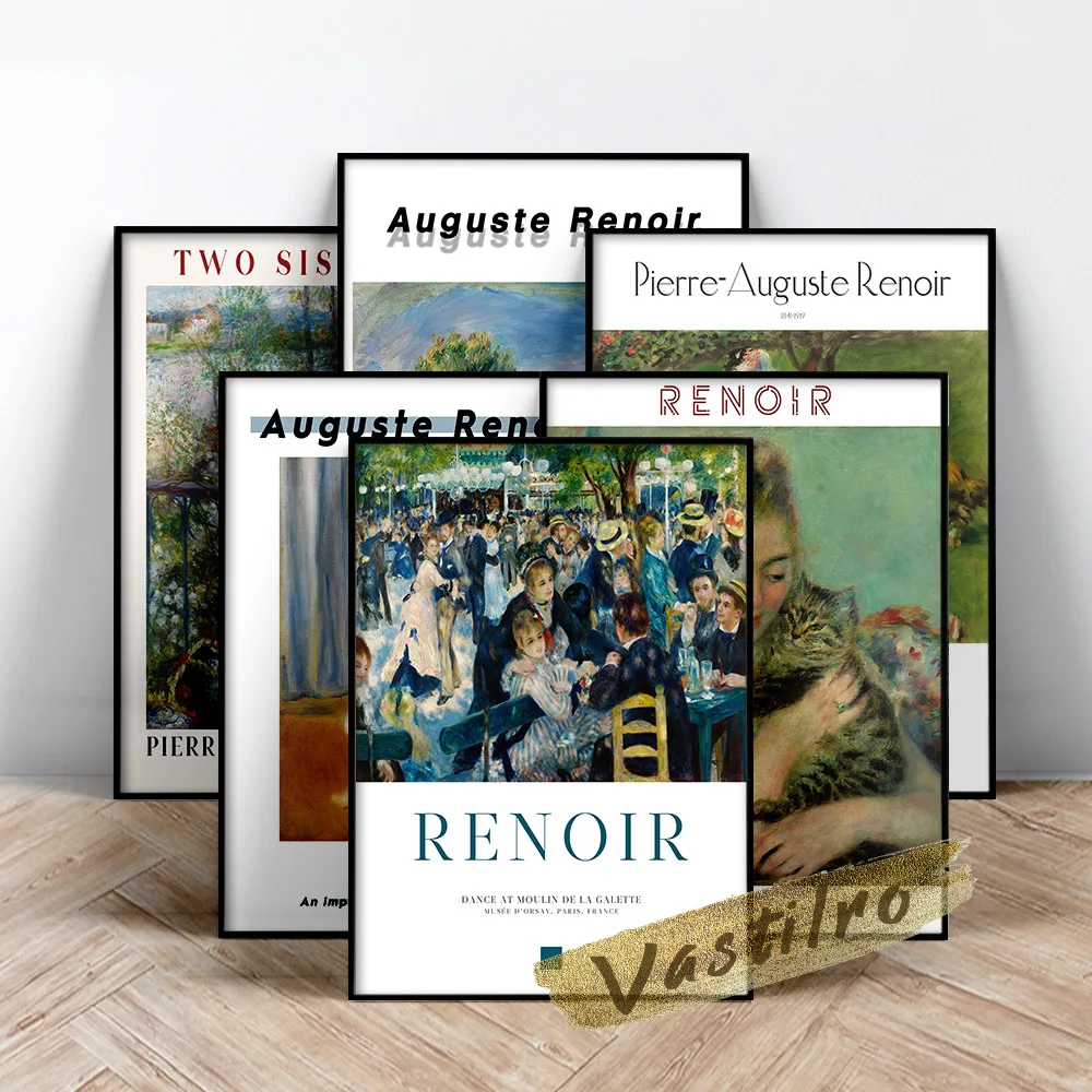 Auguste Renoir Exhibition Museum Poster, Madame Monet And Her Son Prints Art, Renoir Bal Du Moulin De La Galette Oil Painting