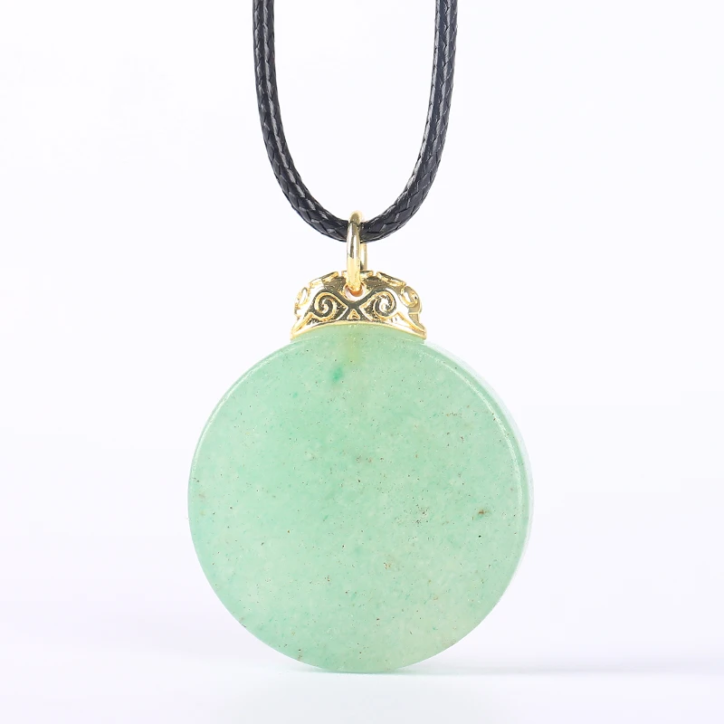 Koraba Natural Green Ircle Donut Coin Jade Pendant Necklace Genuine Certified Grade A Jadeite