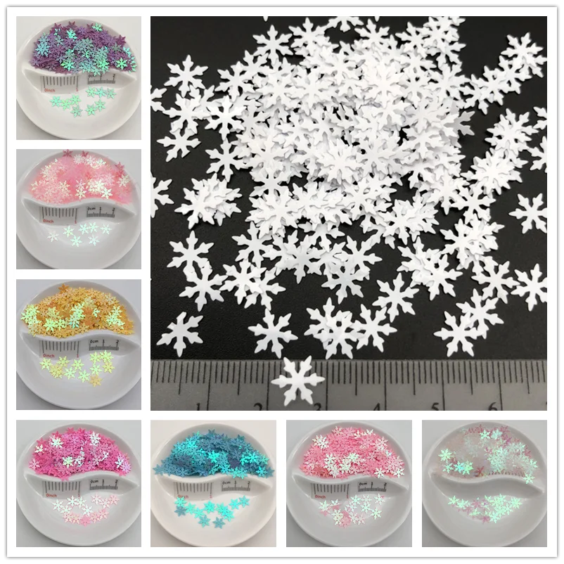 20g 9mm Snowflake Shape PVC loose Sequins Glitter Paillettes for Nail Art manicure/sewing/wedding decoration confetti