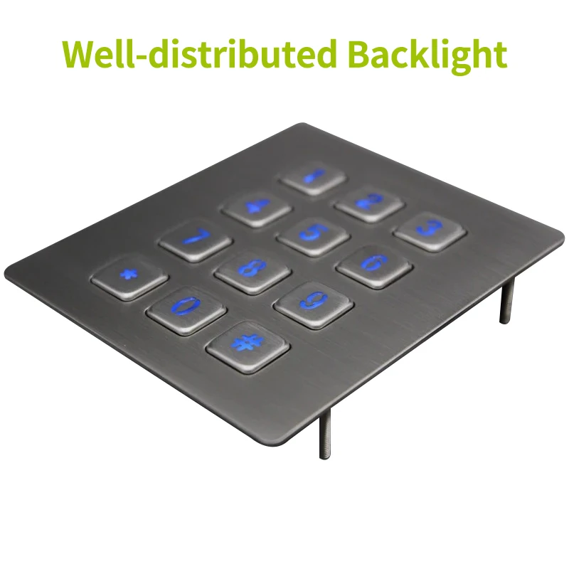 IP65 Waterproof Industrial Keyboard Security safety Rugged Metal Stainless Steel Backlit Numeric Keypad