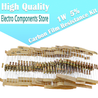 300Pcs Resistor Assortment Kit 1W 5% 30 Values Carbon Film Resistance 0.1-750 Ohm Set 1W Carbon Film Resistance Kit 27R 47R 100R