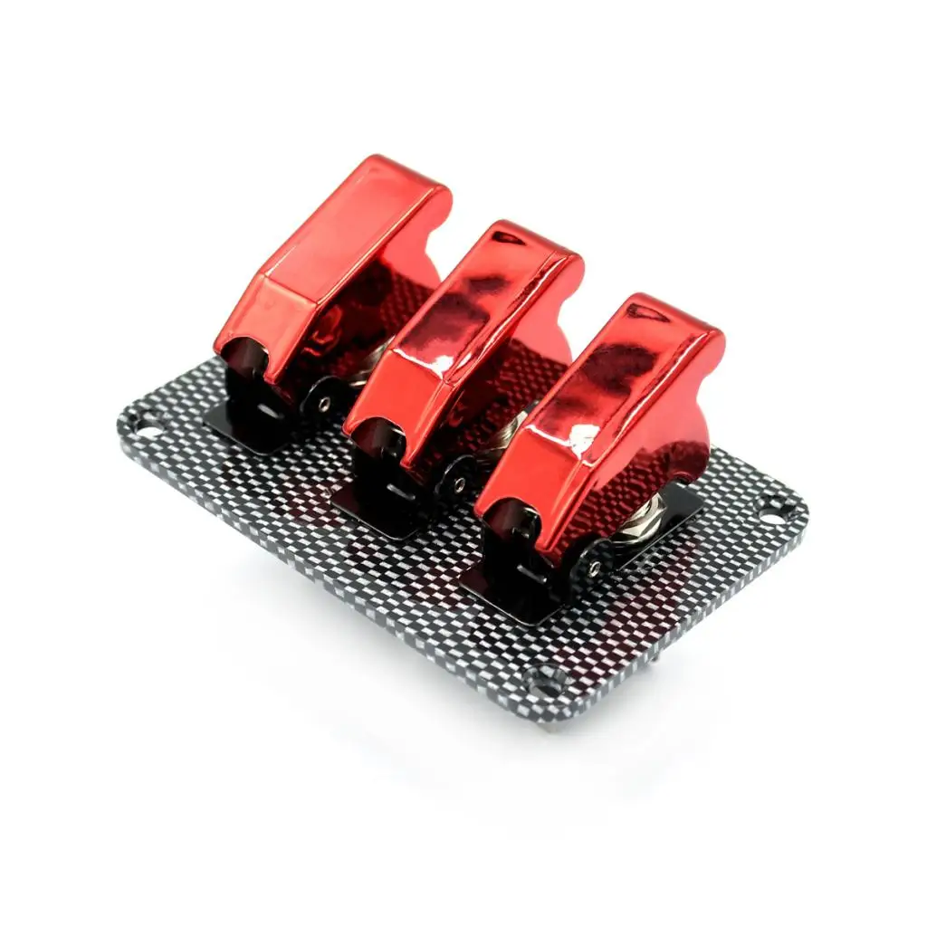 dolity Racing Car Boat RV 12V 20A Ignition Engine 3 Gang Rocker Toggle Switch Panel