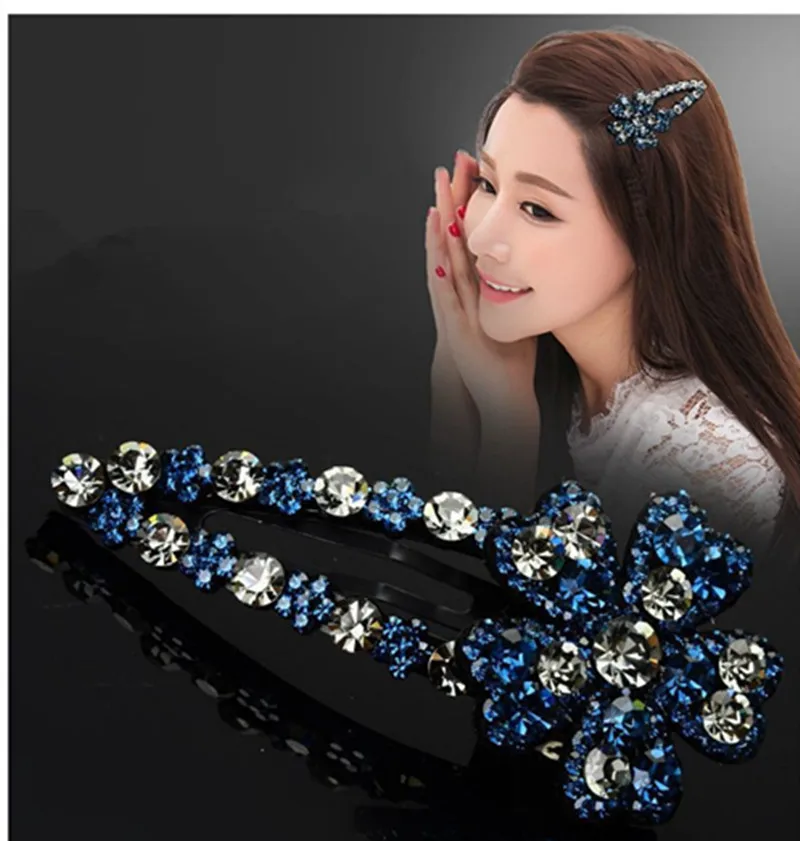 2021 New Fashion Hot Sale Wild Luxurious Rhinestone Bangs BB Clip  Hairpin Barrettes for Women Girl Hair Accessories Headwear