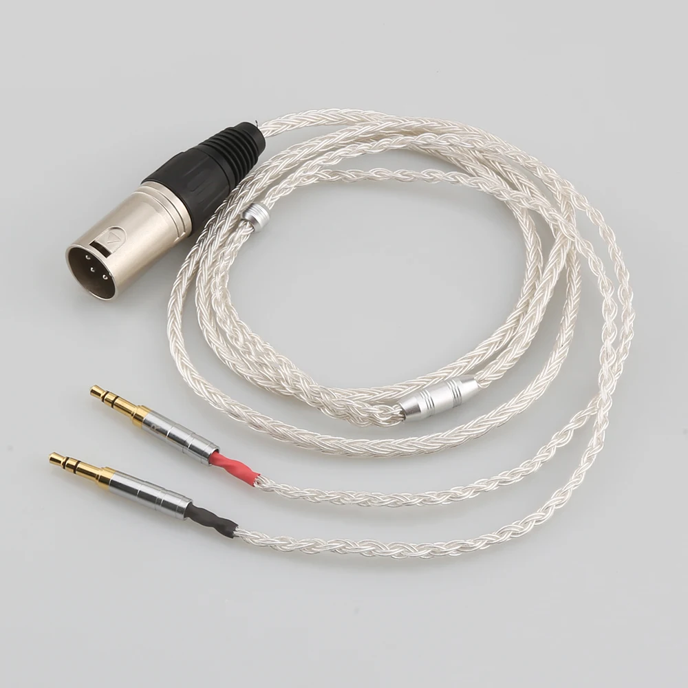 2,5/3,5 mm 4,4 mm 4-pinowy XLR męski 16-rdzeniowy posrebrzany kabel słuchawkowy OCC do Denon AH-D600 AH-D7200 AH-D7100 Focal Elear