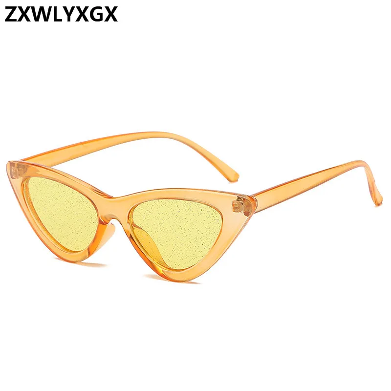 Gafas de sol pequeñas para mujer, Estilo Vintage femeninos de anteojos de sol, con montura de tinte Sexy y brillante, de estilo ojo de gato, con protección uv400, novedad de 2020