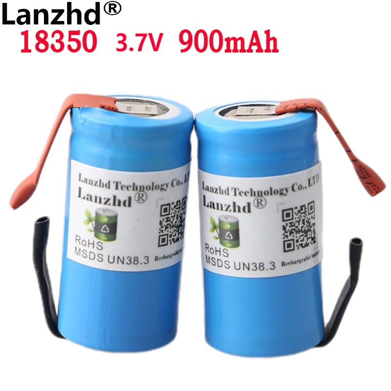 1-10pcs 18350 Battery DIY Lithium Li-ion 900mAh 10C Rechargeable Batteries 3.7V Power Cylindrical Lamps for Electric Tools