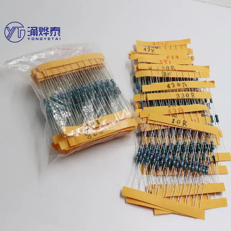 TAI 300Pcs 10 -1M Ohm 1/4w Resistance 1% Metal Film Resistor  Assortment Kit Set 30Kinds*10pcs=300PCS Free Shipping