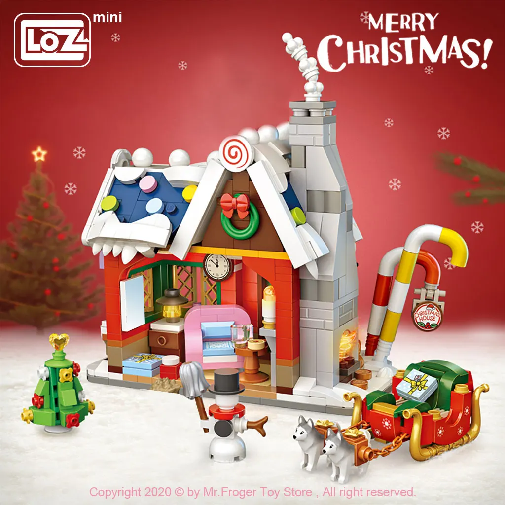 LOZ Mini Building Blocks New Christmas House Small particles mini building blocks Christmas gifts for the elderly puzzle toys