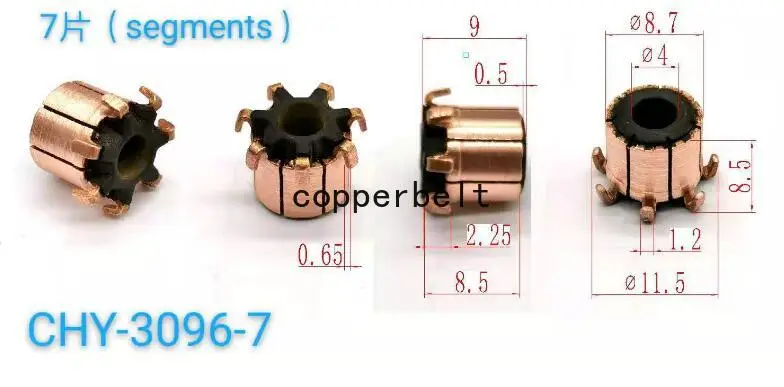 4x8.7x8.5(9)mm 7P  10-500pcs Teeth Copper Hook Type Electrical Motor Commutator