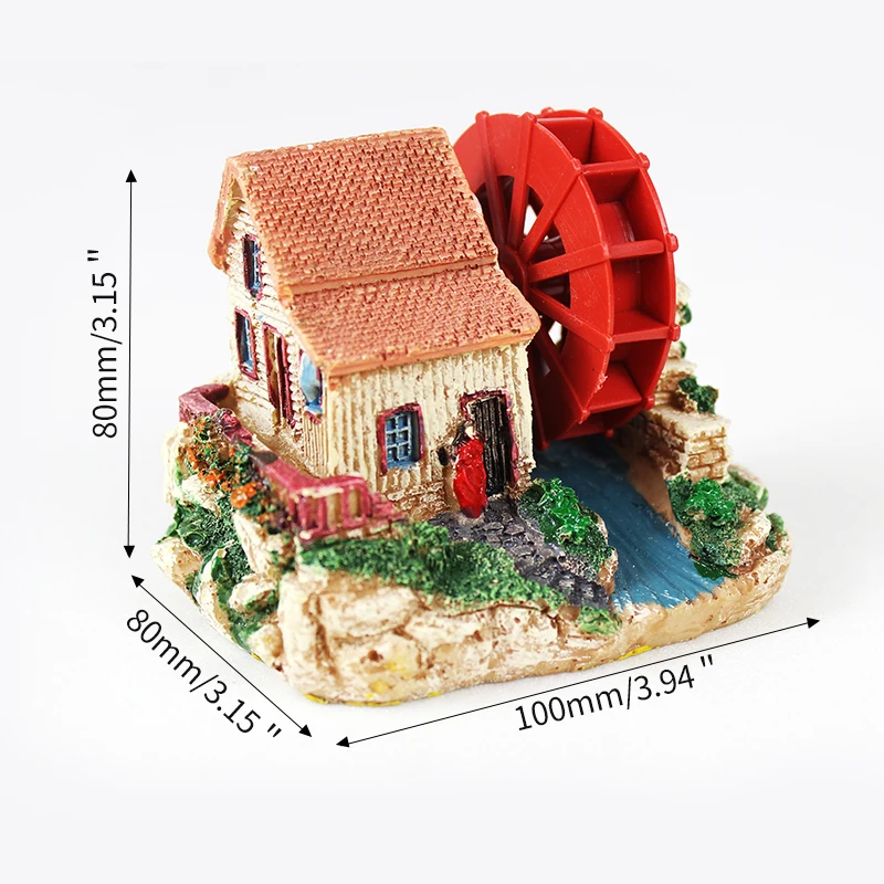 Ecological Resin Mountain Hut Fish Play Tree House Windmill Decoration Hole Cave Decor For Fish Tank Ornament Decoration Landsc