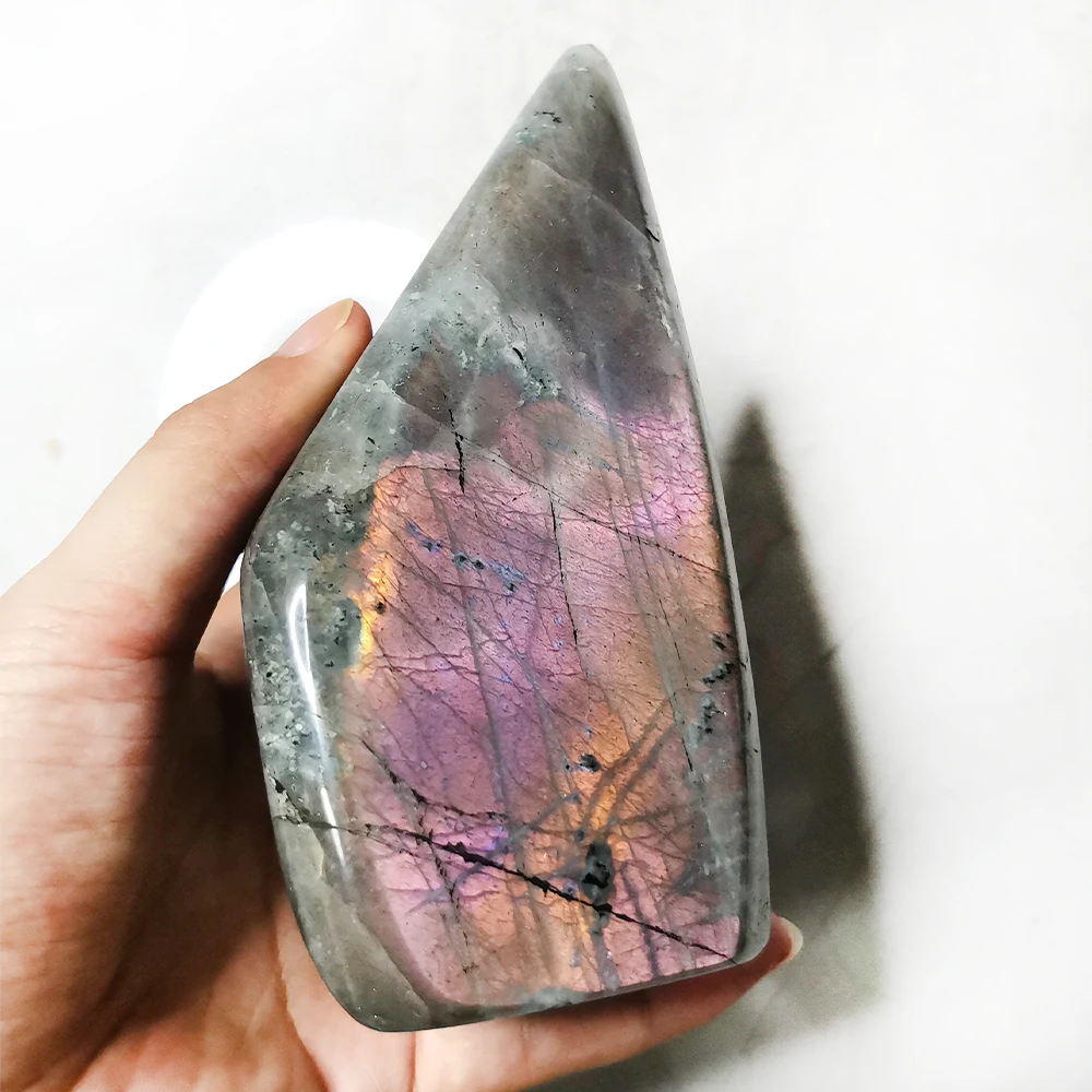 1120g Purple Flash Natural Labradorite Freeform Polished  Quartz Plagioclase Mineral Specimen Healing Crystal Home Decoration