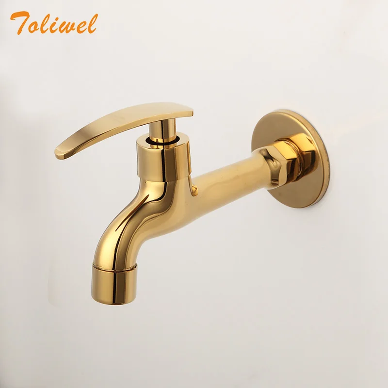 Laundry Bathroom Wetroom Faucet Wall Mount Cold Water Faucet Sink Tap Spigot Bibcocks Water tap Gold Color