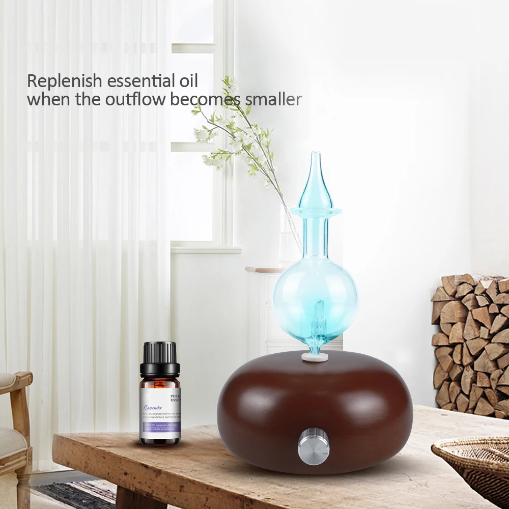 ناشر الزيت العطري مع ضوء Led ، مبخر أصلي مصنوع من الخشب والزجاج ، تصميم جديد ، 2021