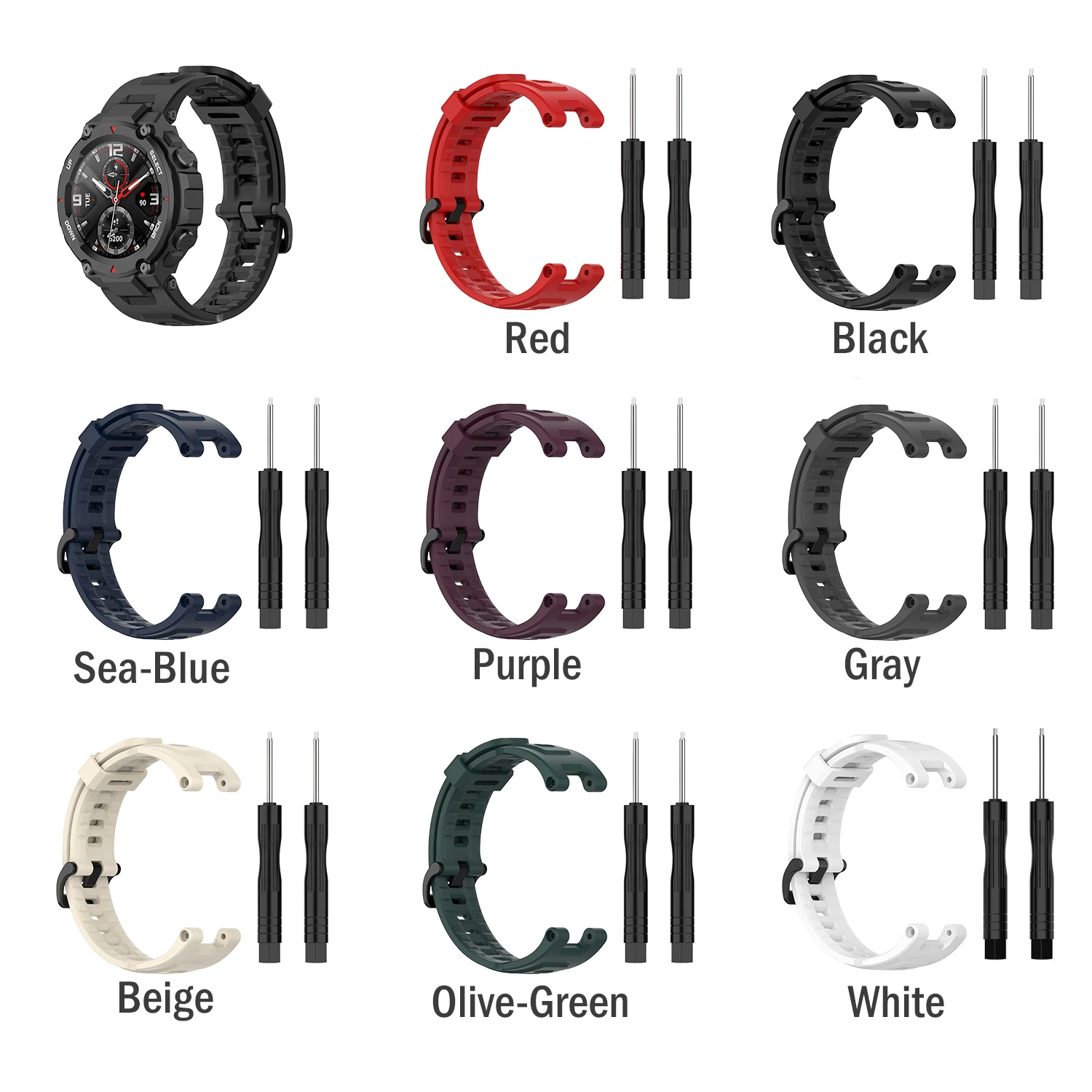 Pulseira de silicone para relógio amazfit, 2 unidades