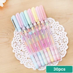 30 Pcs Colored Highlighters Korean Color Stationery 6 Color One Gouache Pen Students Gift Wholesale