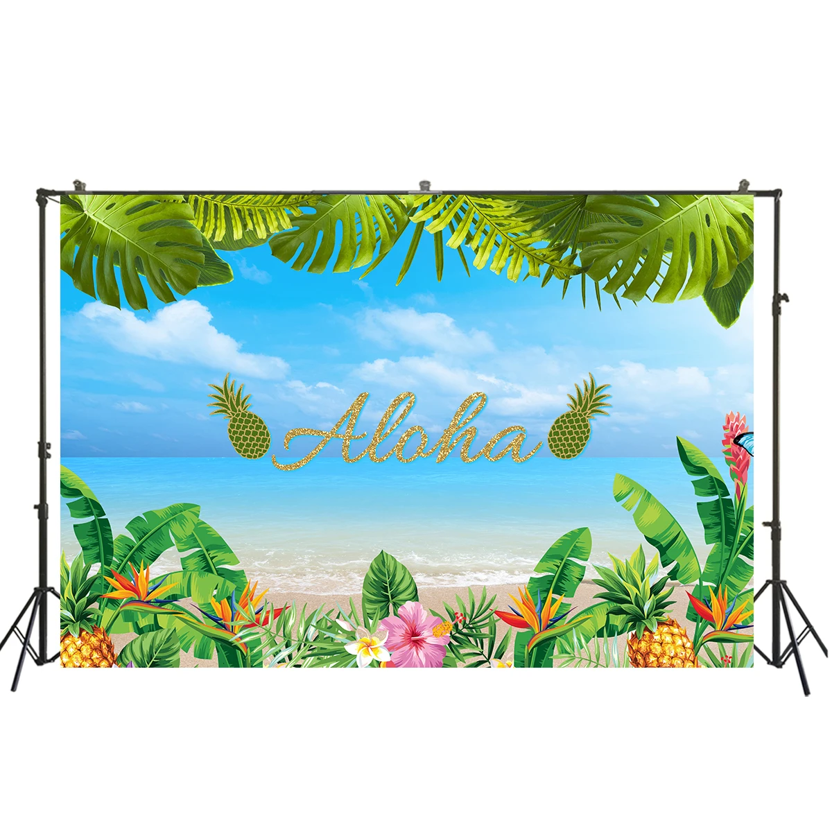 

Luau Party Backdrop Hawaiian Aloha Party Pineapple Photo Background Tropical Summer Birthday Party Photography W-2115