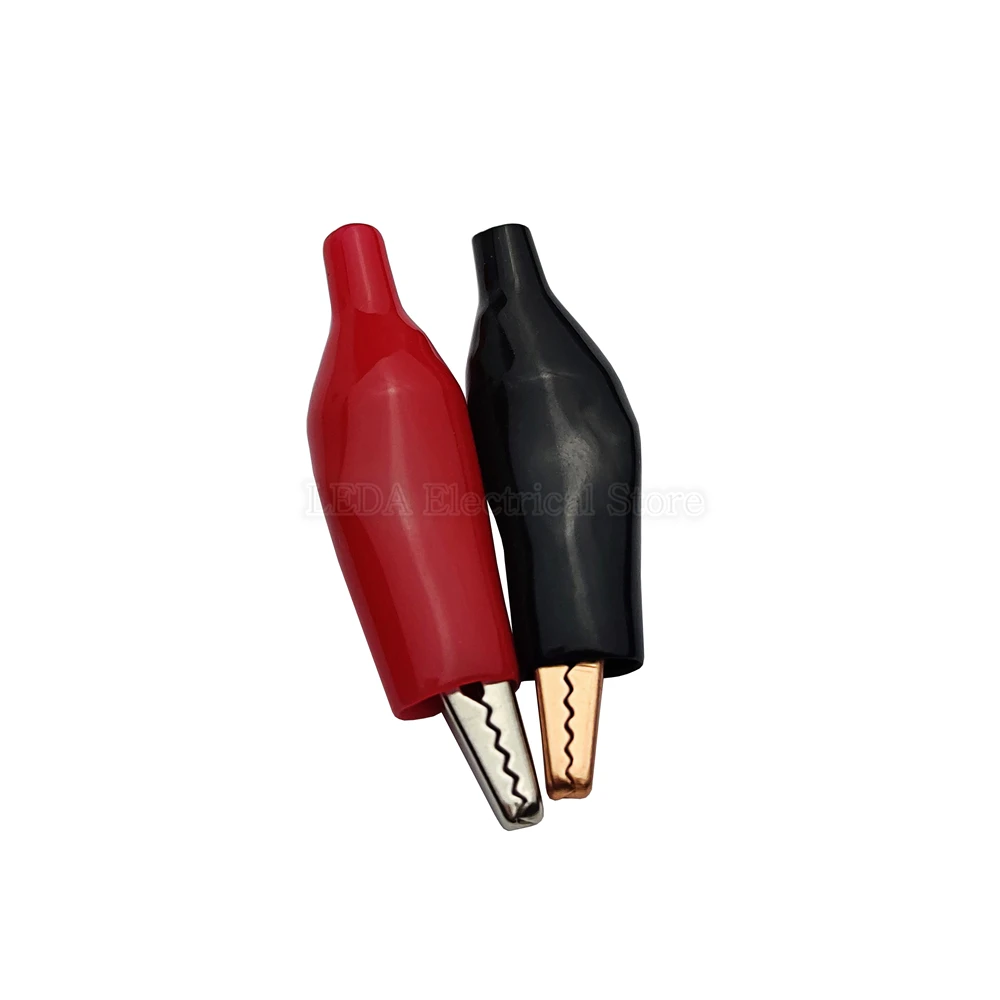 10Pcs 28mm 35mm 45mm Black Red Soft Plastic Coated Testing Probe Connector Mini Alligator Test Clips