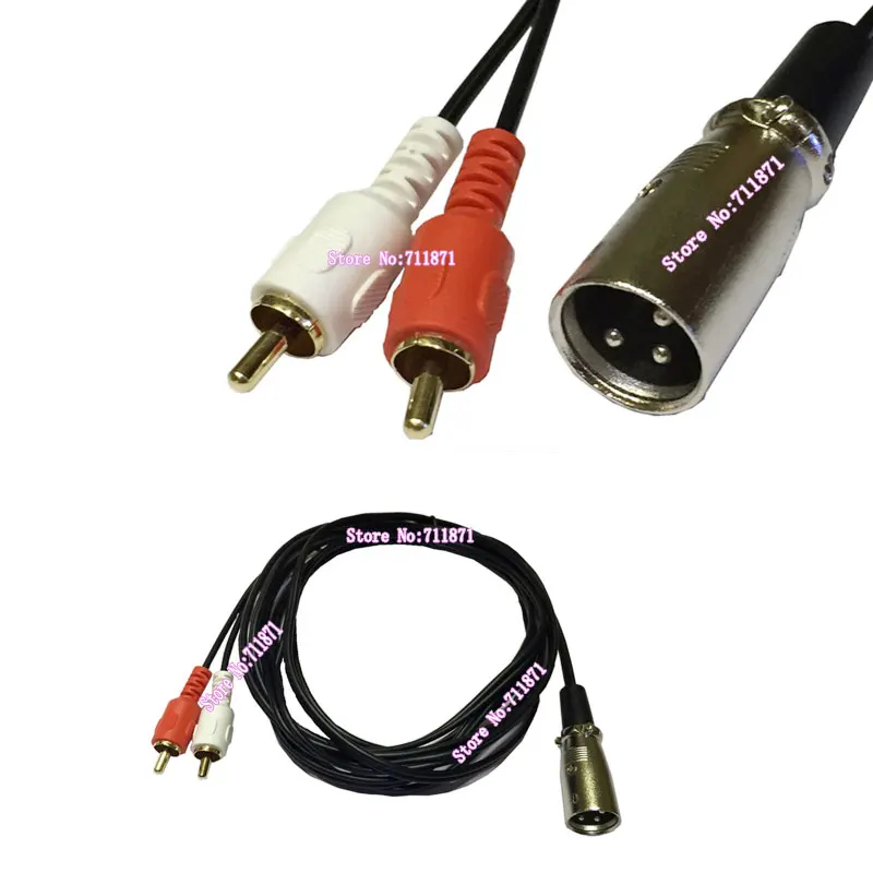 3Pin XLR Male to 2 two Double RCA Male Audio Line cable 2 Two RCA Male XLR CANNON male Audio Cable Line RCA XLR Audio Line Wire