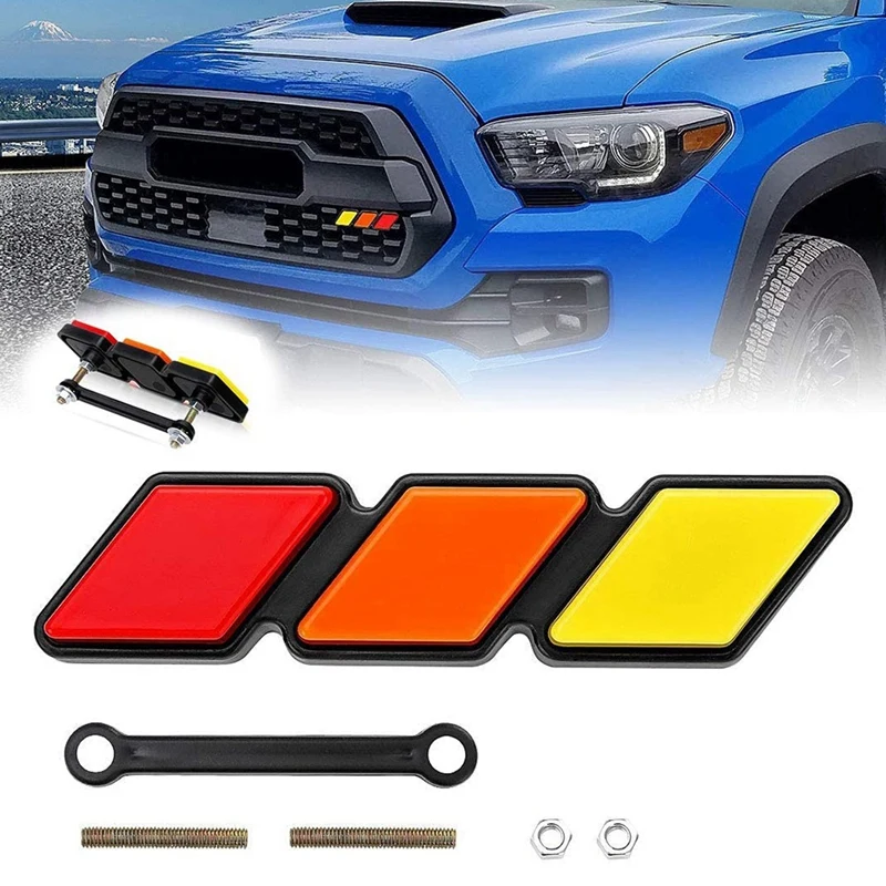 Tri-Color Grille Badge Emblem Decoration Car Truck Label for Toyota Tacoma 4Runner - Sequoia Rav4 Highlander