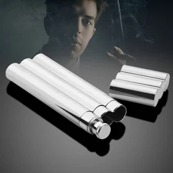 Portable 304 Stainless Steel Double Cigar Tube Box, Mirror Polished Cigar Case, Storage Box, Exquisite