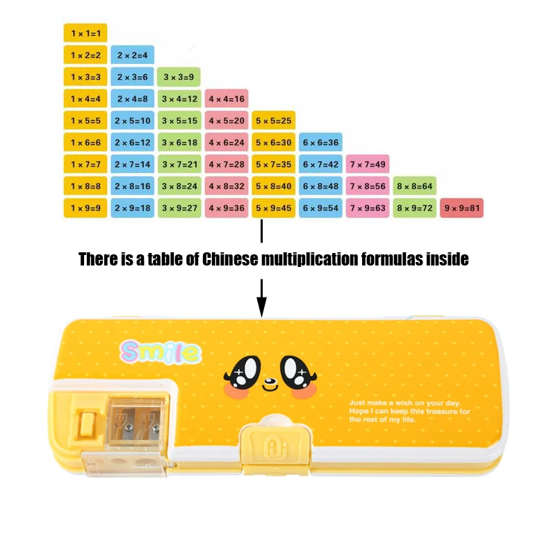 1Pcs Cute simple multi-function pencil case double-layer pencil box plastic storage box learning stationery office supplies