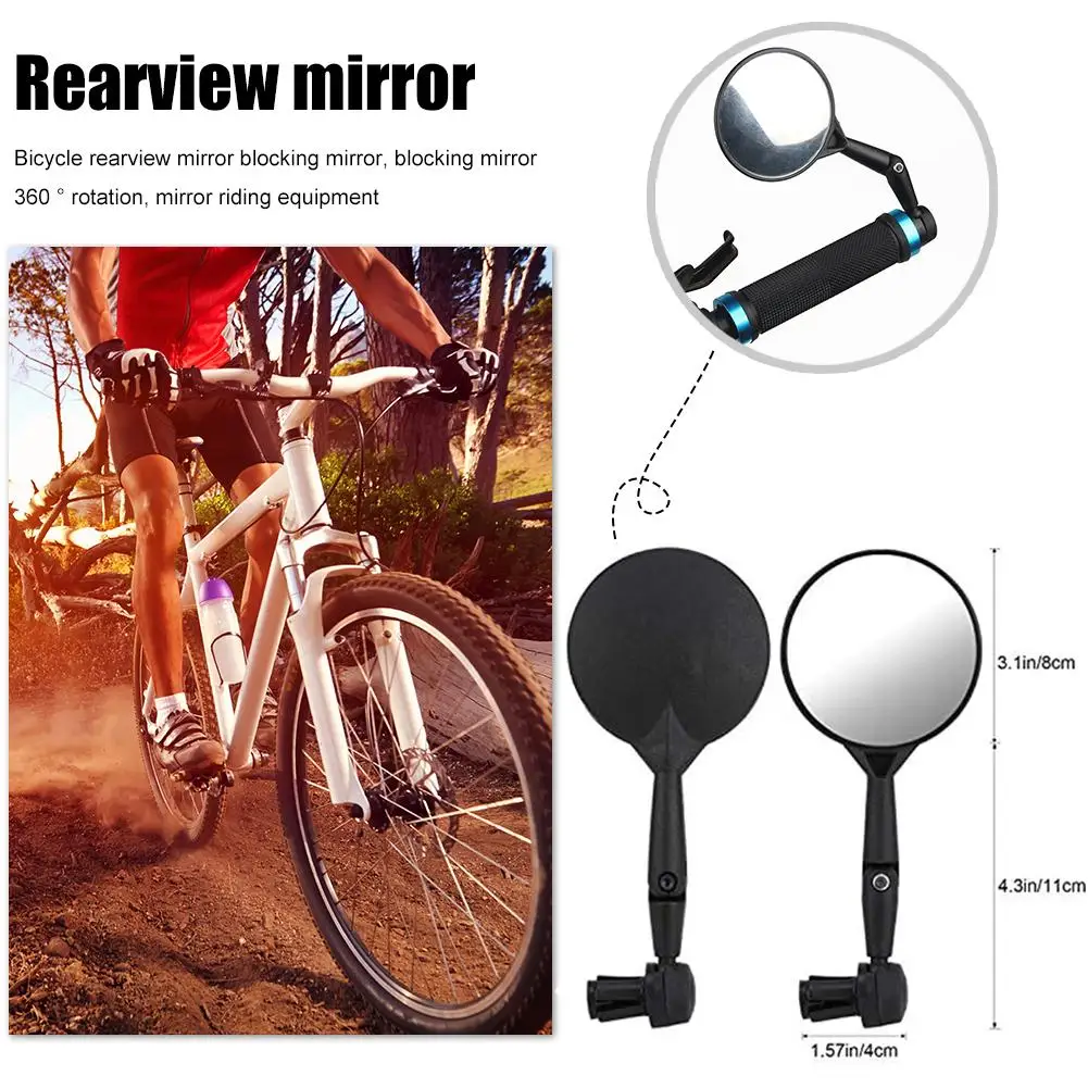 MTB Bicycle Rear View Mirrors 360 Dregree Rotatable Adjustable Handlebar Mounted Convex Mirror For Mountain Road Bike Cycling