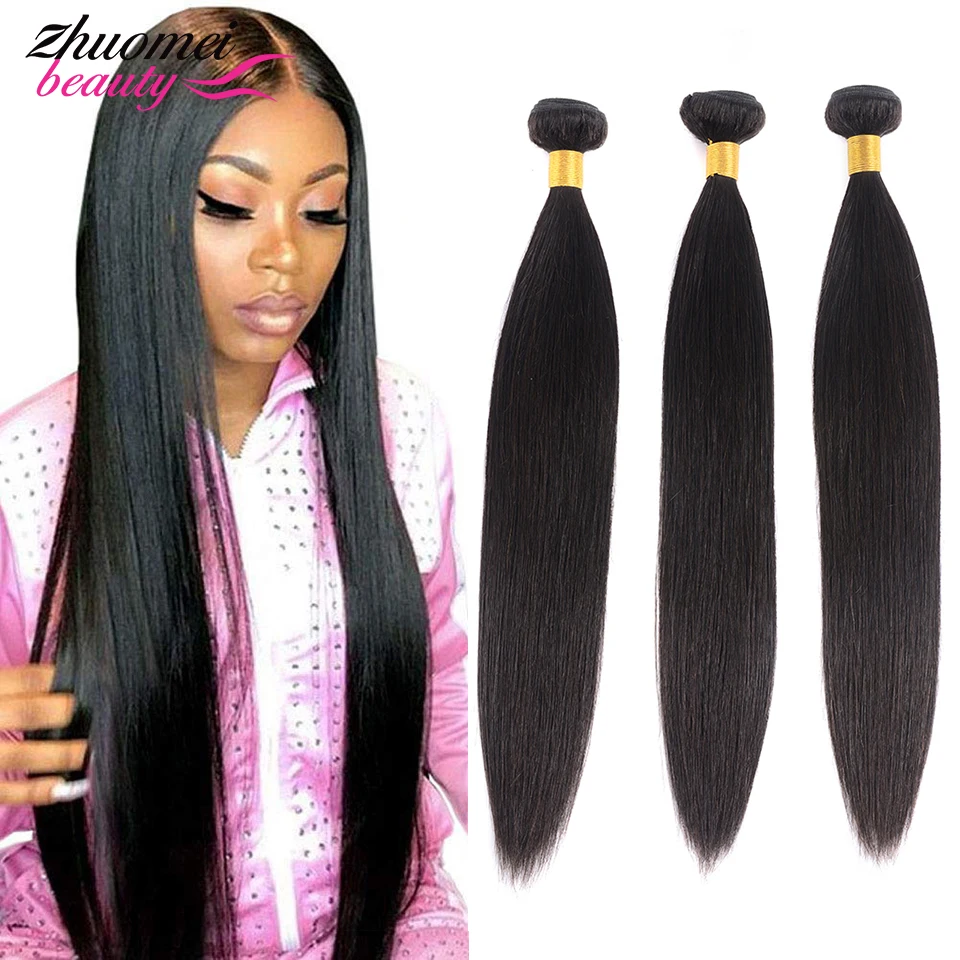 32 34 36 38 40 inch Bone Straight Human Hair Bundles Raw Indian Hair Weave Bundles Hair Double Wefts Thick Remy Hair Extensions