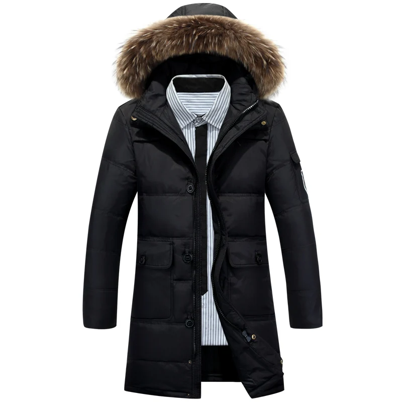 

Men Duck Parkas Down 2020 Men's Winter Jacket Thick Hood Imitation Fur Collar Outwear Windproof Coat Plus Size 5XL HJ472
