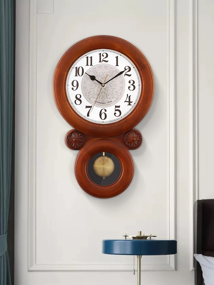 Luxury Large Wall Clock Vintage Wood 3d Pendulum Clock Wall Watch Modern Mechanism Chinese Silent Loft Cuckoo Clock Home Decor